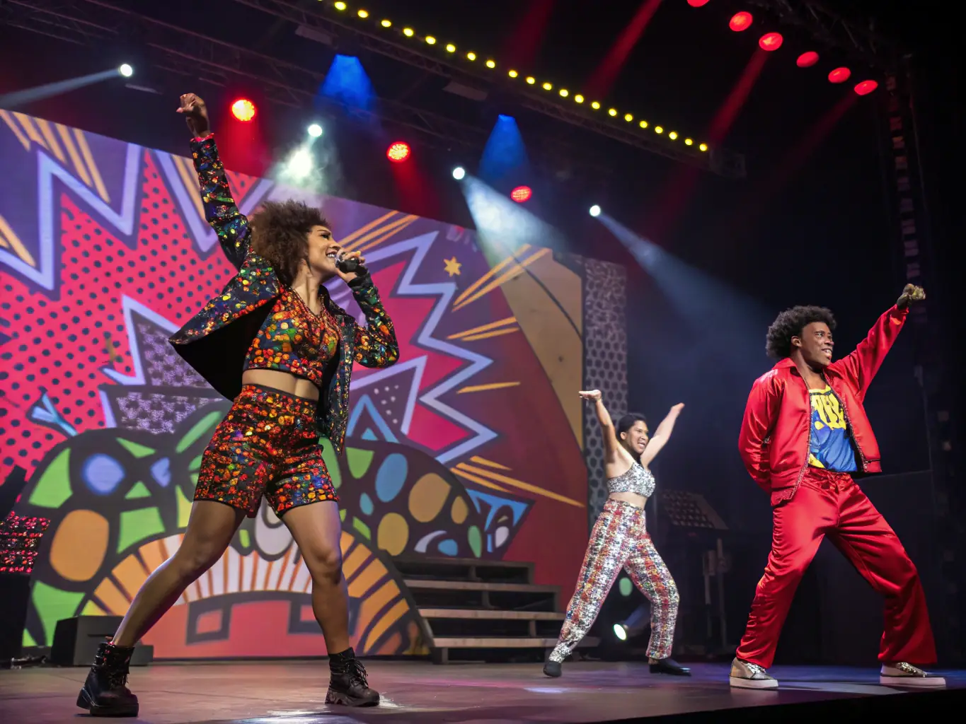 A vibrant and energetic music video scene with seamless transitions and color grading, showcasing the professional video editing capabilities of VideoBuddy.